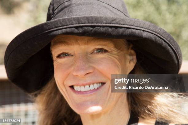 Actress and wife of James Cameron, Suzy Amis is photographed in their family garden at Hollister Ranch for Los Angeles Times on September 24, 2013 in...