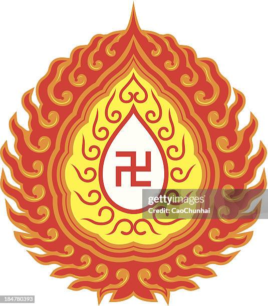 swastika symbol-buddhist tradition pattern - tibet stock illustrations