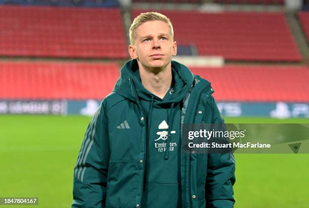 Arsenal defender Oleksandr Zinchenko at Philips Stadion on December 11, 2023 in Eindhoven, Netherlands.