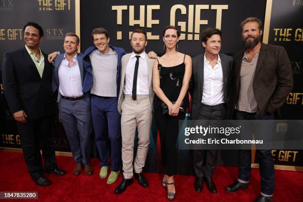 Adam Lazarre-White, Tim Griffin, Producer Jason Blum, Joel Edgerton, Rebecca Hall, Jason Bateman and David Denman seen at the Los Angeles Premiere of...