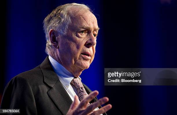 Boone Pickens, chairman, chief executive officer and founder of BP Capital LLC, speaks at the OPEC Oil Embargo +40 conference hosted by Securing...