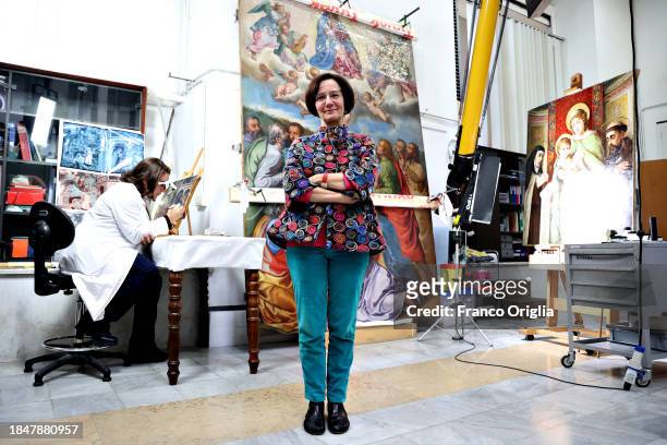 Francesca Persegati, chief restorer of the Vatican Museums Restoration Laboratory poses during “Beyond the surface. The restorer's gaze": the...