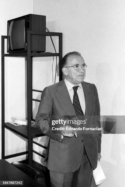 Santiago Carrillo general secretary of the Spanish Comminist Party , Rome, April 15, 1981.