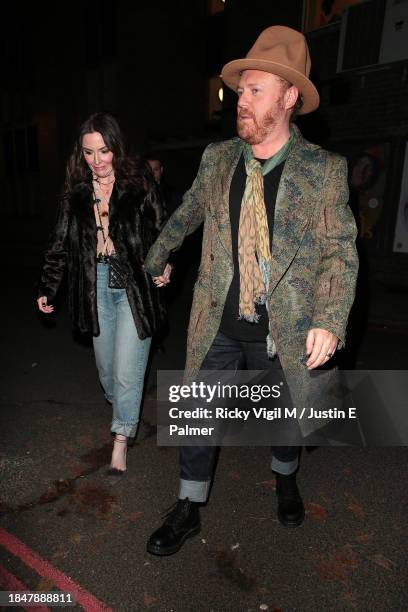Jill Carter and Leigh Francis seen attending Children with Cancer Christmas Quiz at The Kings Arms on December 11, 2023 in London, England.