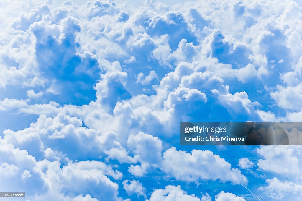 Beautiful Serene Fluffy Clouds Shot From Above