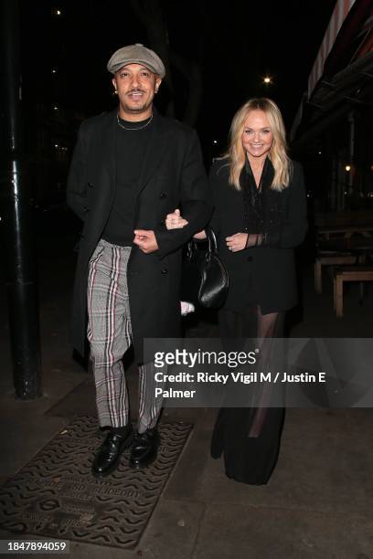 Jade Jones and Emma Bunton seen attending Children with Cancer Christmas Quiz at The Kings Arms on December 11, 2023 in London, England.