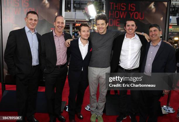 Peter Schlessel, Focus Features CEO, Jimmy Horowitz, President of Universal Pictures, Writer/Director Leigh Whannell, Producer Jason Blum, Executive...