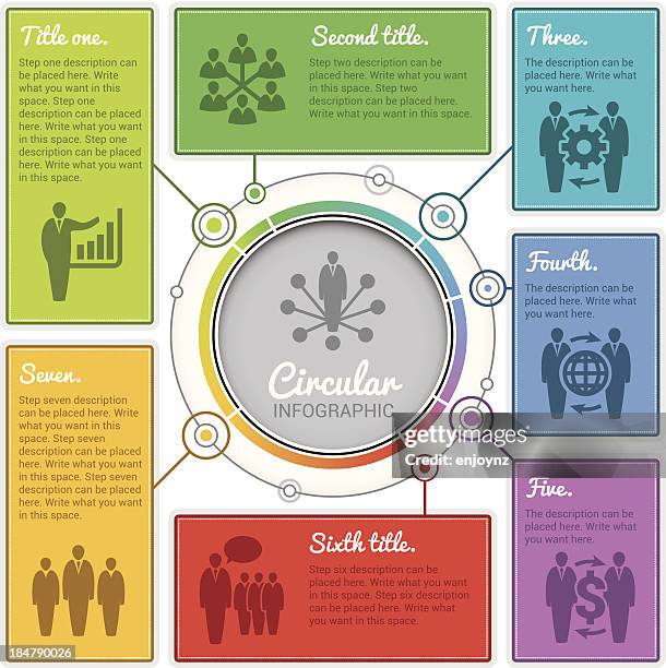 bildbanksillustrationer, clip art samt tecknat material och ikoner med infographic flow diagram - seventh