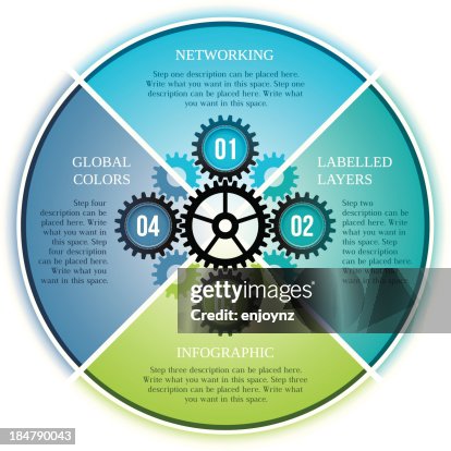 Infographic four step cogs design Infographic four step cogs design