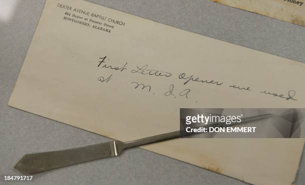 The first letter opener used at Montgomery Improvement Association is displayed at Heritage Auctions on October 16, 2013 in New York. Martin Luther...