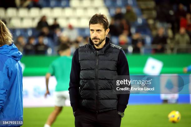 Alessio Dionisi coach of Sassuolo looks on during the Serie A TIM match between Cagliari Calcio and US Sassuolo at Sardegna Arena on December 11,...