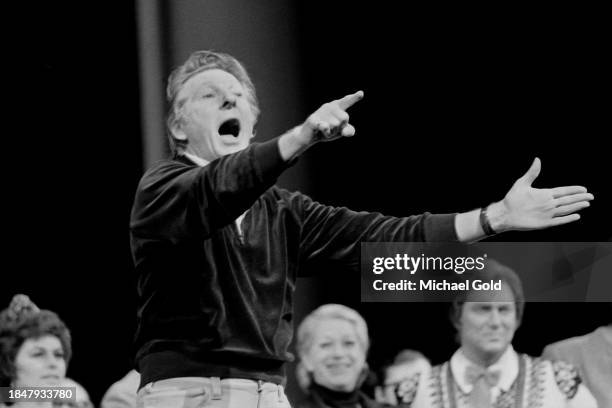 Actor Danny Kaye hosting the Metropolitan Opera's first 'Look In' children's event, New York City, NY, circa 1973.