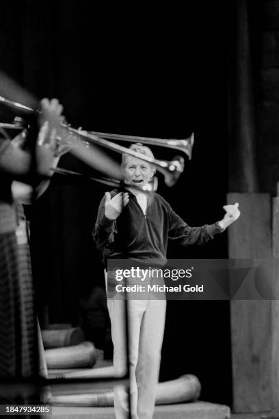 Actor Danny Kaye hosting the Metropolitan Opera's first 'Look In' children's event, New York City, NY, circa 1973.