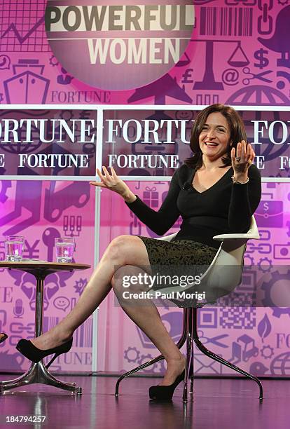 Chief operating officer of Facebook Sheryl Sandberg speaks onstage at the FORTUNE Most Powerful Women Summit on October 16, 2013 in Washington, DC.