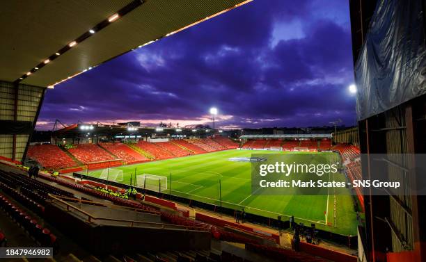 General view of Pittodrie during a UEFA Europa Conference League match between Aberdeen and Eintracht Frankfurt at Pittodrie Stadium, on December 14...