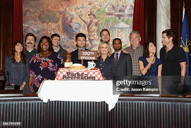 Actors Rashida Jones, Nick Offerman, Marietta Sirleaf, Michael Schur, Amy Poehler, Chris Pratt, Aziz Ansari, Jim O'Heir, Aubrey Plaza and Rob Lowe...