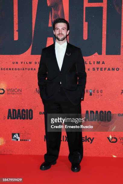 Lorenzo Adorni attends the red carpet for the movie "Adagio" at The Space Parco De Medici on December 11, 2023 in Rome, Italy.