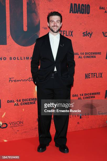 Lorenzo Adorn attends the red carpet for the movie "Adagio" at The Space Parco De Medici on December 11, 2023 in Rome, Italy.