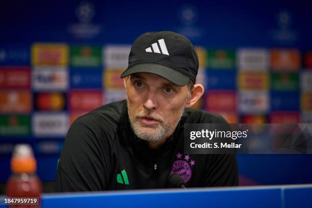 Head coach of FC Bayern Muenchen Thomas Tuchel during a press conference, ahead of tomorrow's UEFA Champions League 2023/24 Group Stage match against...