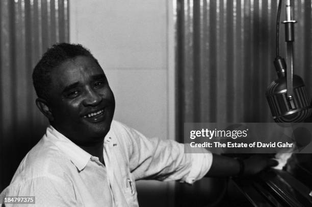 Blues, jazz, and boogie woogie pianist Eurreal Wilford 'Little Brother' Montgomery poses for a portrait in the recording studio at Folkways Records...