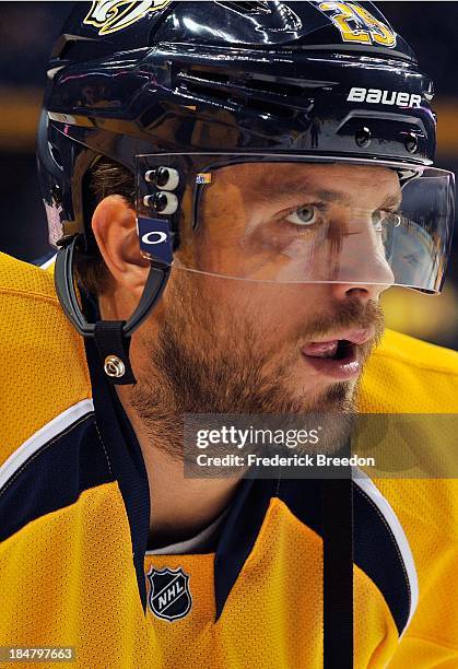 Viktor Stalberg of the Nashville Predators plays against the Florida Panthers at Bridgestone Arena on October 15, 2013 in Nashville, Tennessee.