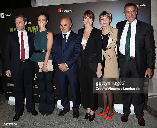 Massimo Poggio, Francesca Cavallin, Luca Zingaretti, Stefania Rocca, Elena Radonicich and Luca Barbareschi attend the preview of film "Adriano...