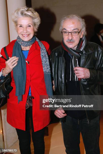 Daniele Gilbert and her husband attend the Jean-Paul Moureau book signing for 'Soigner Autrement' at Hotel Park Hyatt Paris Vendome on October 16,...