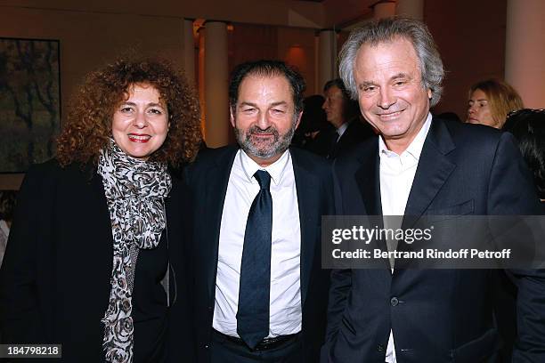 Magazine Elle editor in chief Valerie Toranian, President of Lagardere Active Denis Olivennes and Franz Olivier Giesbert attend the Jean-Paul Moureau...