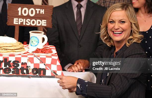 Amy Poehler attends the NBC 'Parks And Recreation' 100th Episode Celebration held at CBS Studios - Radford on October 16, 2013 in Studio City,...