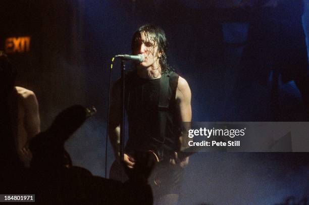 Trent Reznor of Nine Inch Nails performs on stage at Brixton Academy on May 25th, 1994 in London, England.