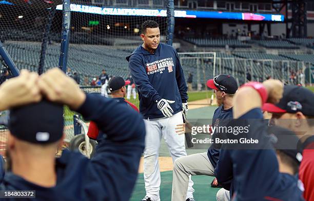 As the Tigers took batting practice and the Red Sox stretched while they waited for their turn, Detroit star Miguel Cabrera wandered over and shook...