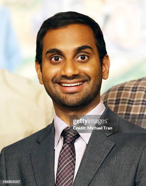 Aziz Ansari attends the "Parks And Recreation" 100th episode celebration held at CBS Studios - Radford on October 16, 2013 in Studio City, California.