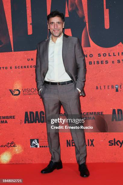 Adriano Giannini attends the red carpet for the movie "Adagio" at The Space Parco De Medici on December 11, 2023 in Rome, Italy.