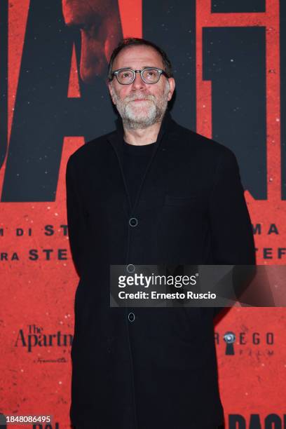 Valerio Mastandrea attends the red carpet for the movie "Adagio" at The Space Parco De Medici on December 11, 2023 in Rome, Italy.