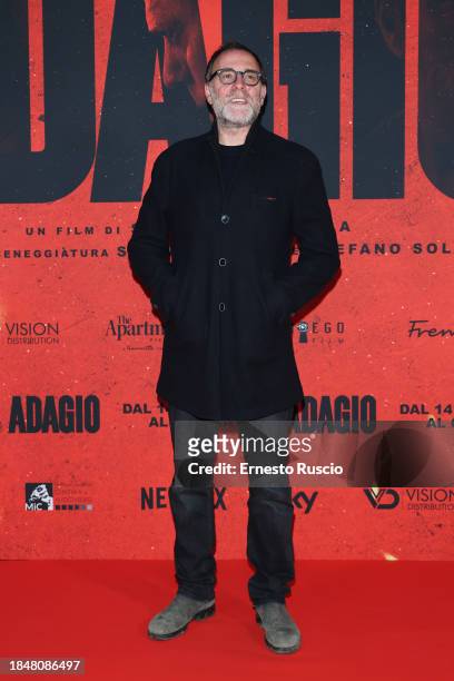 Valerio Mastandrea attends the red carpet for the movie "Adagio" at The Space Parco De Medici on December 11, 2023 in Rome, Italy.