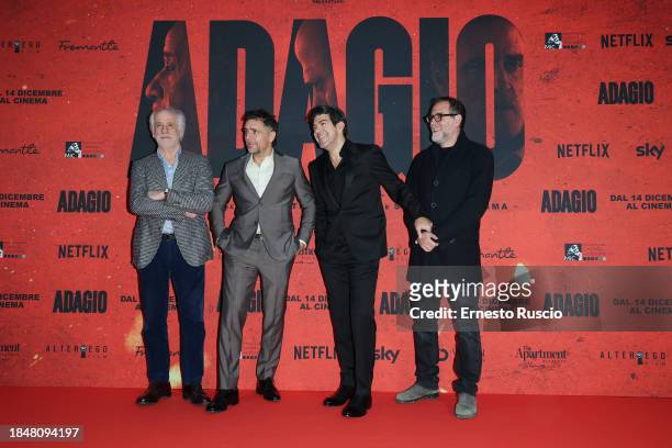 Toni Servillo, Adriano Giannini, Pierfrancesco Favino, Valerio Mastandrea attend the red carpet for the movie "Adagio" at The Space Parco De Medici...