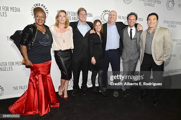 Actors CCH Pounder, Catherine Dent, Kenny Johnson, Cathy Ryan, producer Shawn Ryan, Walton Goggins and Benito Martinez arrive at The Paley Center for...