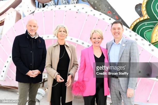 And donor Andrew Pascal, Opuzen owner and president and donor Felicia French, donor Emily Conner Cooper and The Neon Museum Executive Director Aaron...