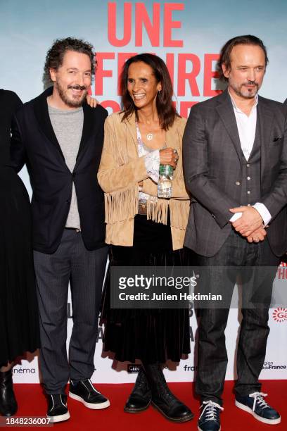 Guillaume Gallienne, Karine Silla and Vincent Perez attend the "Une Affaire D'Honneur" Premiere At Cinema UGC Normandie on December 11, 2023 in...