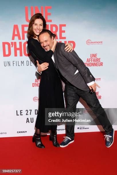 Doria Tillier and Vincent Perez attend the "Une Affaire D'Honneur" Premiere At Cinema UGC Normandie on December 11, 2023 in Paris, France.