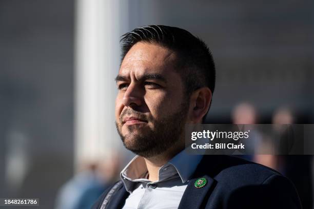 Rep. Gabe Vasquez, D-N.M., walks down the House steps after the final votes of the week as members of Congress head home for the holiday recess on...
