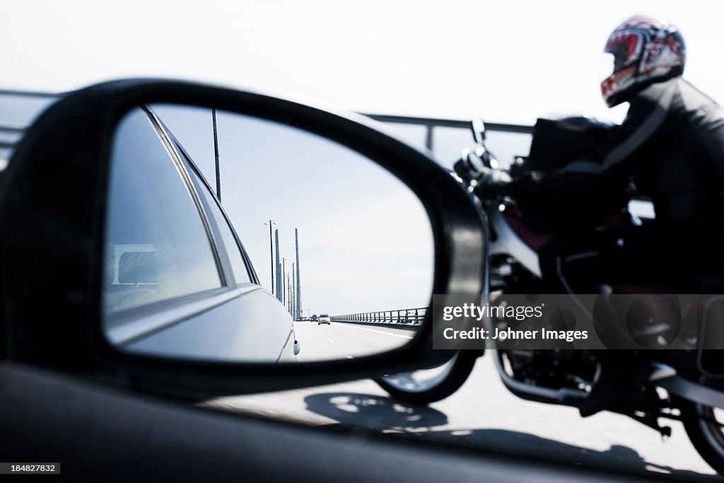 Reflection in car mirror