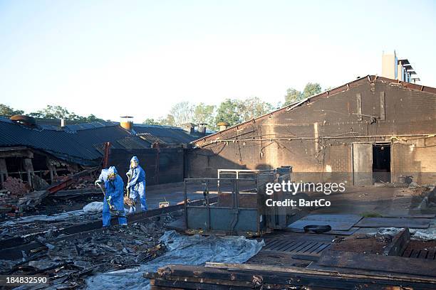 asbestos cleanup - asbestos stock pictures, royalty-free photos & images