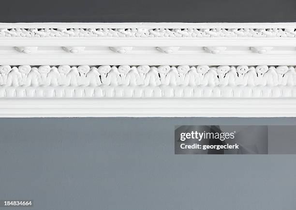 traditional ceiling cornice - moulding a shape stock pictures, royalty-free photos & images