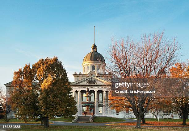 frontenac county court house wide angle in the fall - kingston stock pictures, royalty-free photos & images