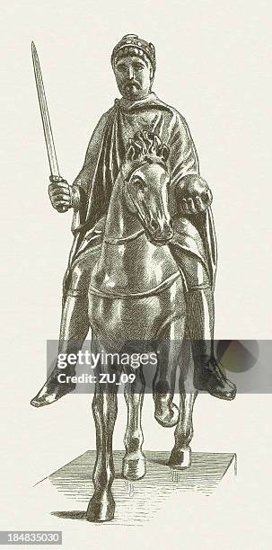 charlemagne - praça do comércio stock illustrations