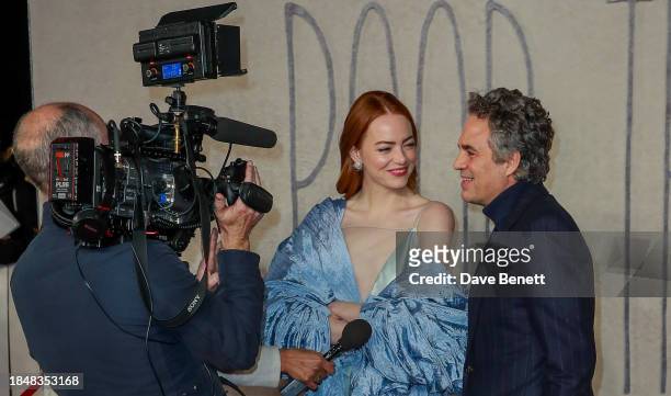 Emma Stone and Mark Ruffalo attend the UK Gala Screening of "Poor Things" at the Barbican Centre on December 14, 2023 in London, England.