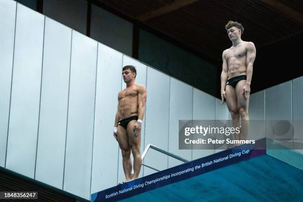 Tom Daley and Noah Williams compete in the Platform Synchronised Final during the Scottish National Diving Championships 2023 on December 14, 2023 in...