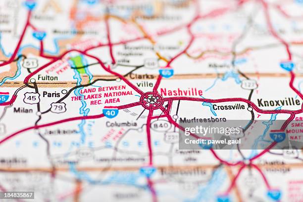 nashville, tn map - nashville map stock pictures, royalty-free photos & images