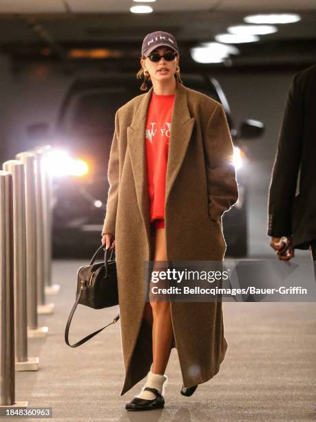 Hailey Bieber is seen on December 14, 2023 in Los Angeles, California.